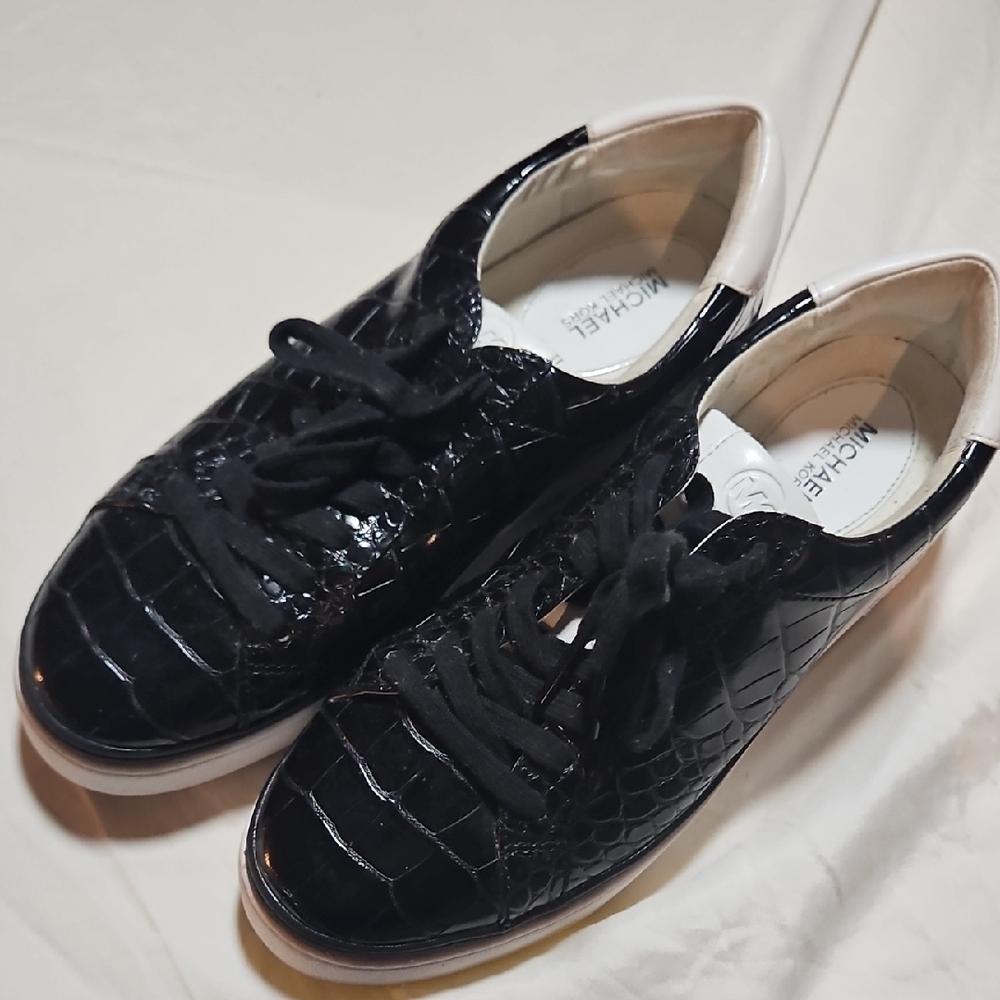 Michael Kors Black Croc-Embossed Sneakers
